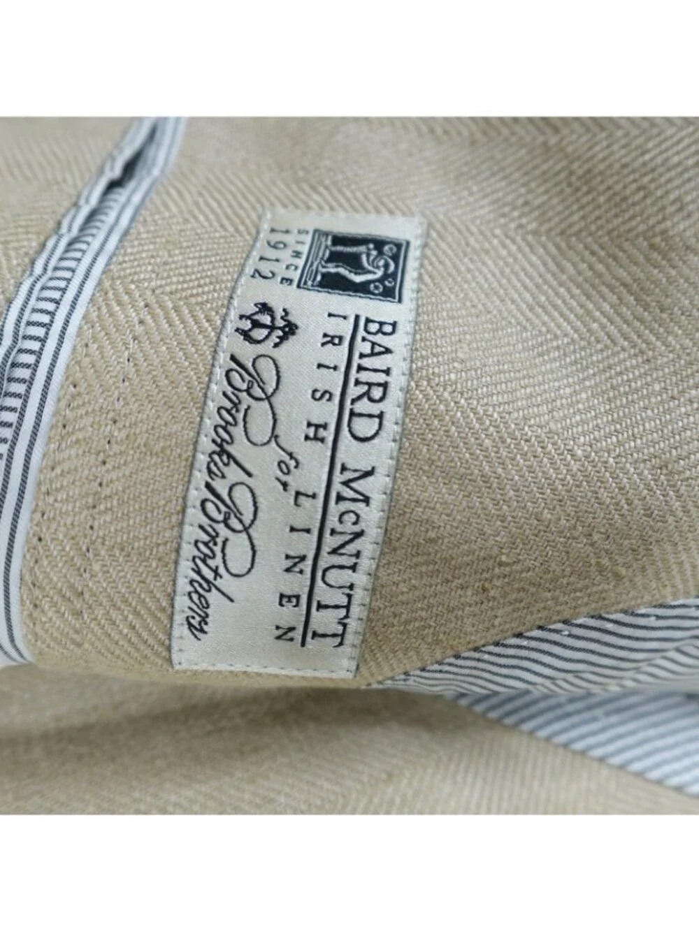 Brooks Brothers 1818 Blazer 43R Beige Linen Half Lined Fitzgerald Baird McNutt